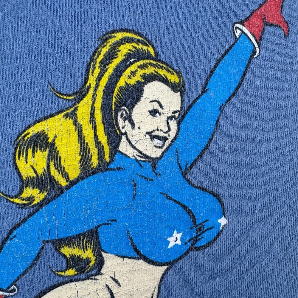 Vintage Coop Art Shirt Mens Large 90s Devil Woman Super Hero Rocket Girl Tee USA - Picture 5 of 16